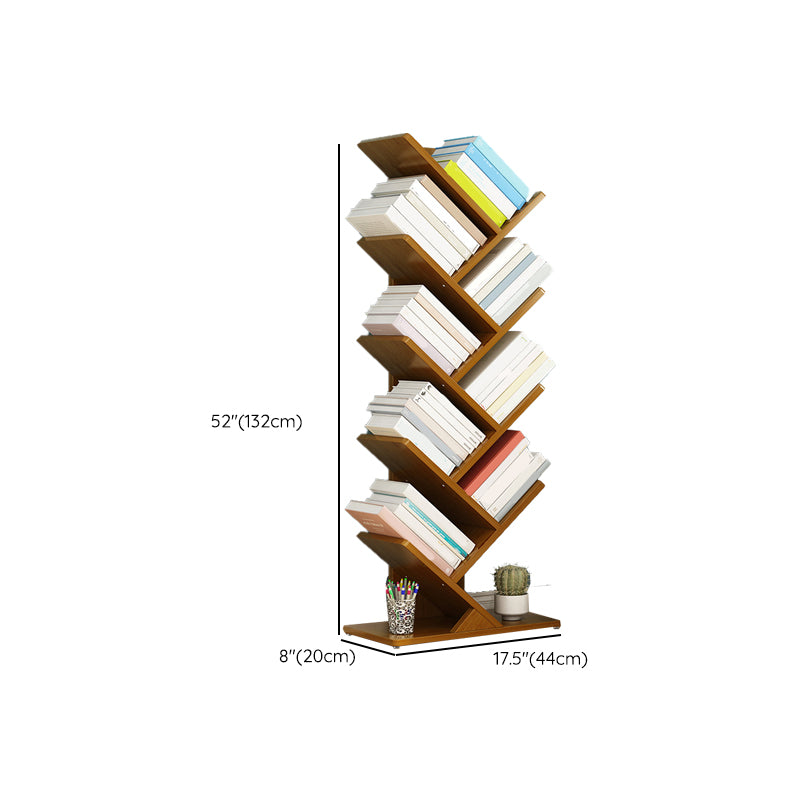 Vertical Contemporary Bamboo Bookcase Closed Back Bookshelf for Home Use