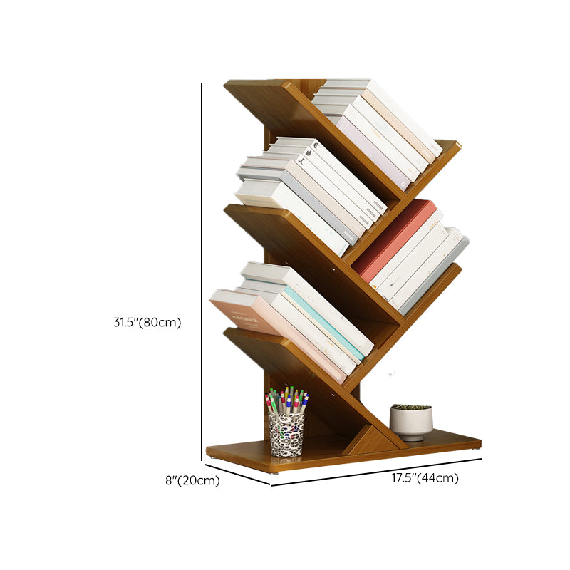 Vertical Contemporary Bamboo Bookcase Closed Back Bookshelf for Home Use