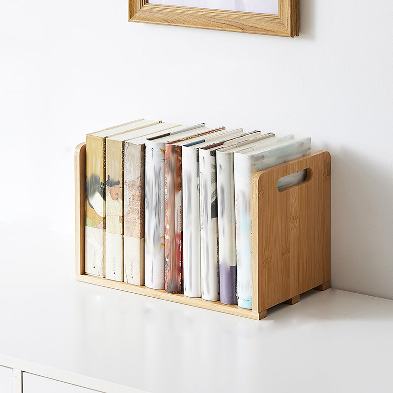 Horizontal Contemporary Bamboo Bookcase Open Back Bookshelf for Home Use