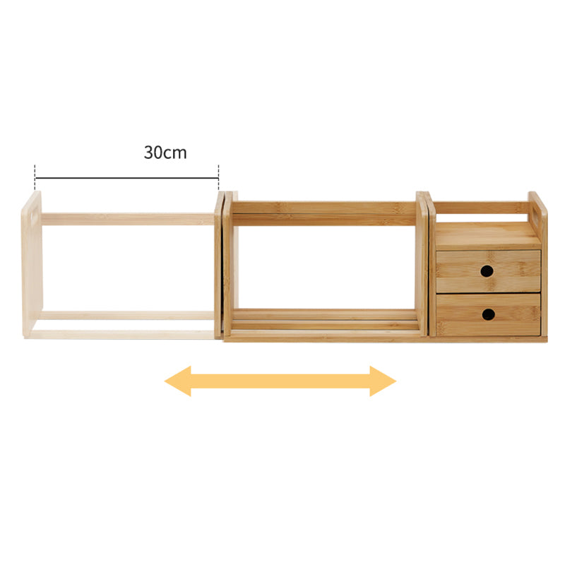 Horizontal Contemporary Bamboo Bookcase Open Back Bookshelf for Home Use