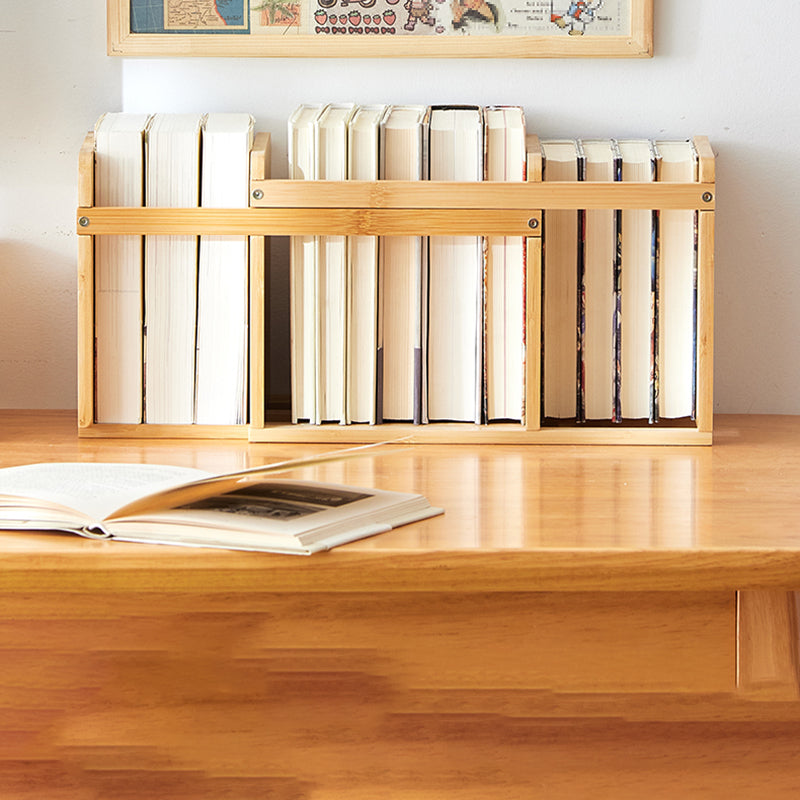 Horizontal Contemporary Bamboo Bookcase Open Back Bookshelf for Home Use
