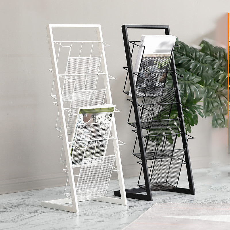 Contemporary Closed Back Bookcase Vertical Metal Bookshelf with Shelves