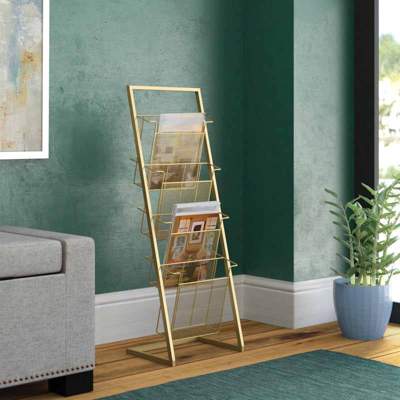 Contemporary Closed Back Bookcase Vertical Metal Bookshelf with Shelves