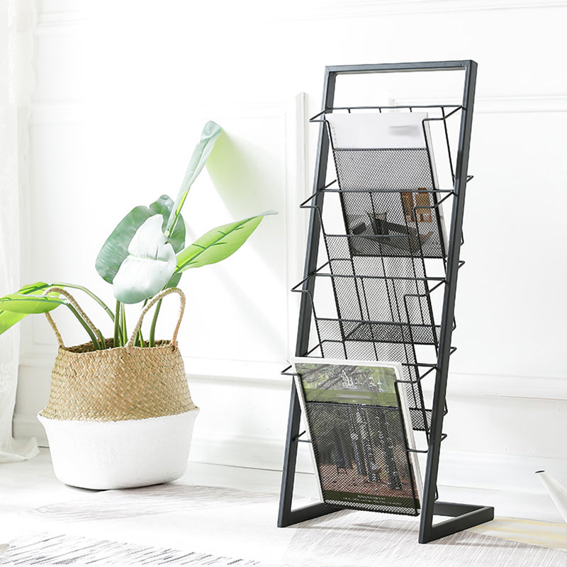 Contemporary Closed Back Bookcase Vertical Metal Bookshelf with Shelves