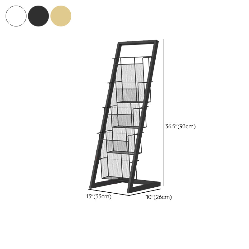 Contemporary Closed Back Bookcase Vertical Metal Bookshelf with Shelves