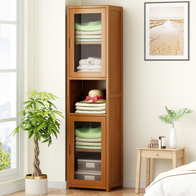 Contemporary Closed Back Bookshelf Vertical Bamboo Bookcase for Home Use