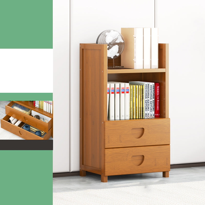 Contemporary Closed Back Bookshelf Vertical Bamboo Bookcase for Home Use