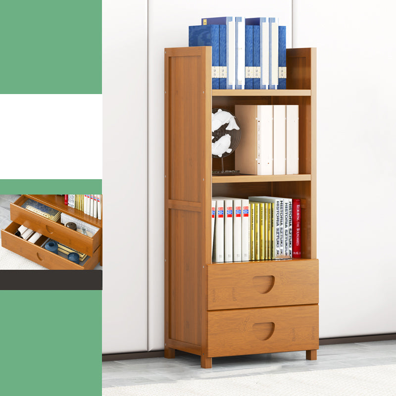 Contemporary Closed Back Bookshelf Vertical Bamboo Bookcase for Home Use