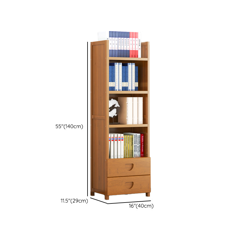 Contemporary Closed Back Bookshelf Vertical Bamboo Bookcase for Home Use