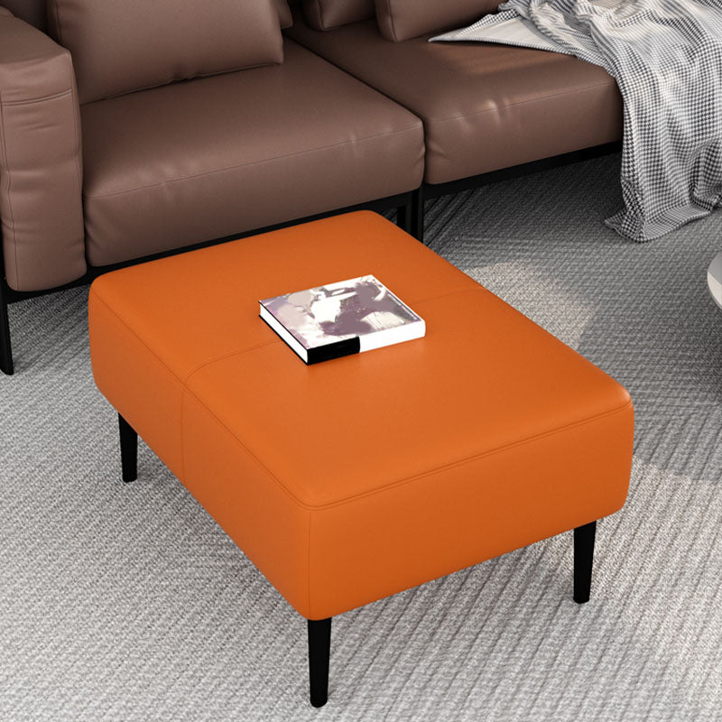 Modern Upholstered Ottomans Rectangle Shape Leather Ottomans with Legs