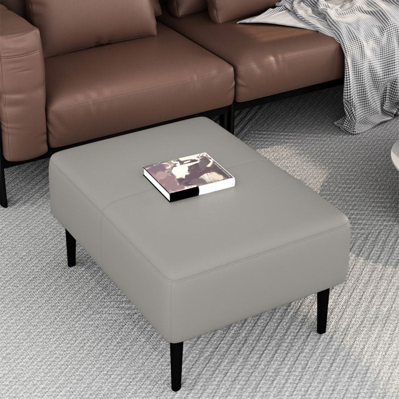 Modern Upholstered Ottomans Rectangle Shape Leather Ottomans with Legs