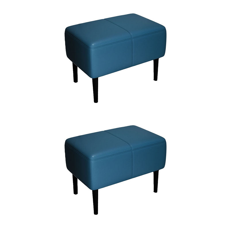 Modern Upholstered Ottomans Rectangle Shape Leather Ottomans with Legs