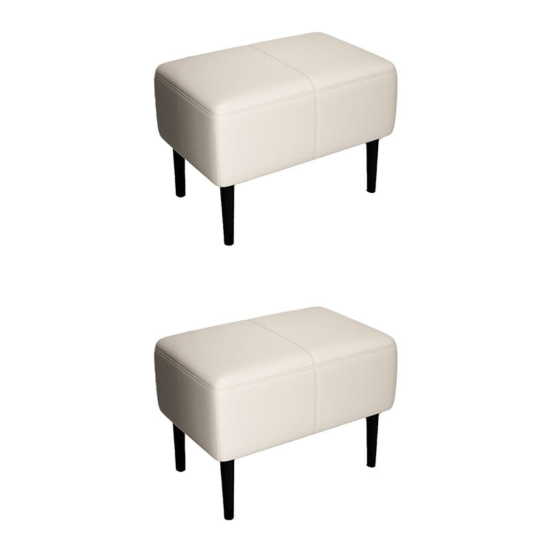 Modern Upholstered Ottomans Rectangle Shape Leather Ottomans with Legs