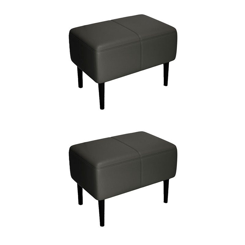 Modern Upholstered Ottomans Rectangle Shape Leather Ottomans with Legs