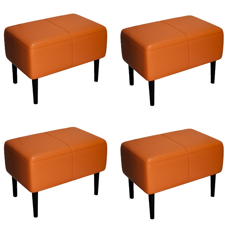 Modern Upholstered Ottomans Rectangle Shape Leather Ottomans with Legs