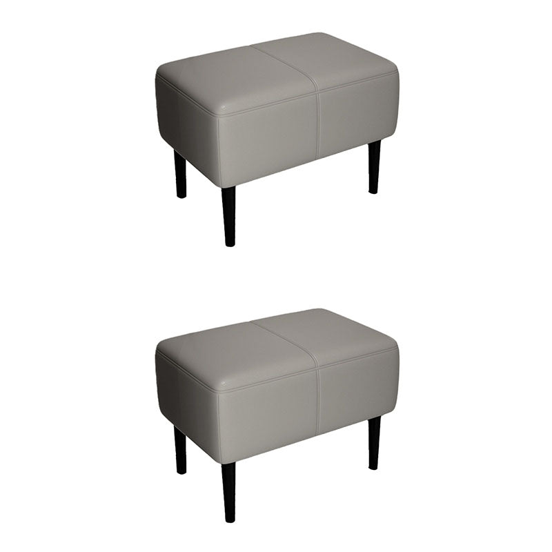 Modern Upholstered Ottomans Rectangle Shape Leather Ottomans with Legs