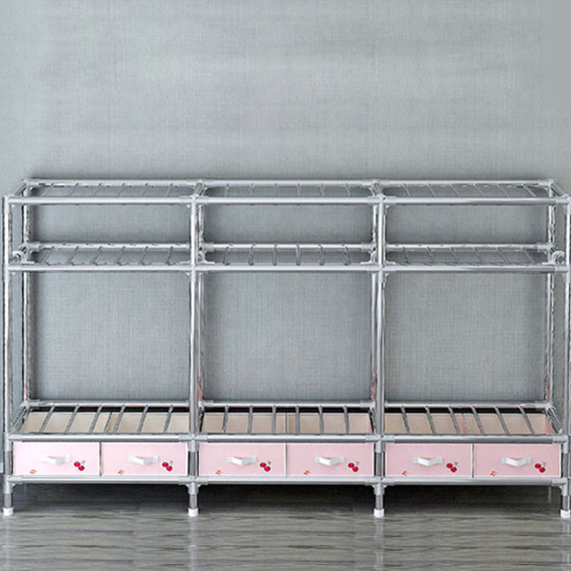 Fabric and Metal Wardrobe Cabinet Industrial Style Home Bedroom Wardrobe Closet