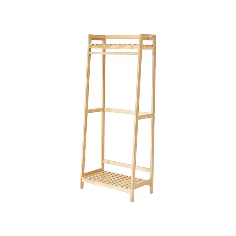 Contemporary Wardrobe Armoire Pine Wood Armoire with Garment Rod for Home