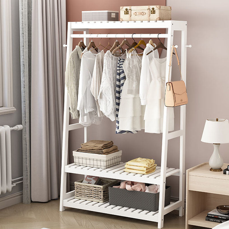 Contemporary Wardrobe Armoire Pine Wood Armoire with Garment Rod for Home