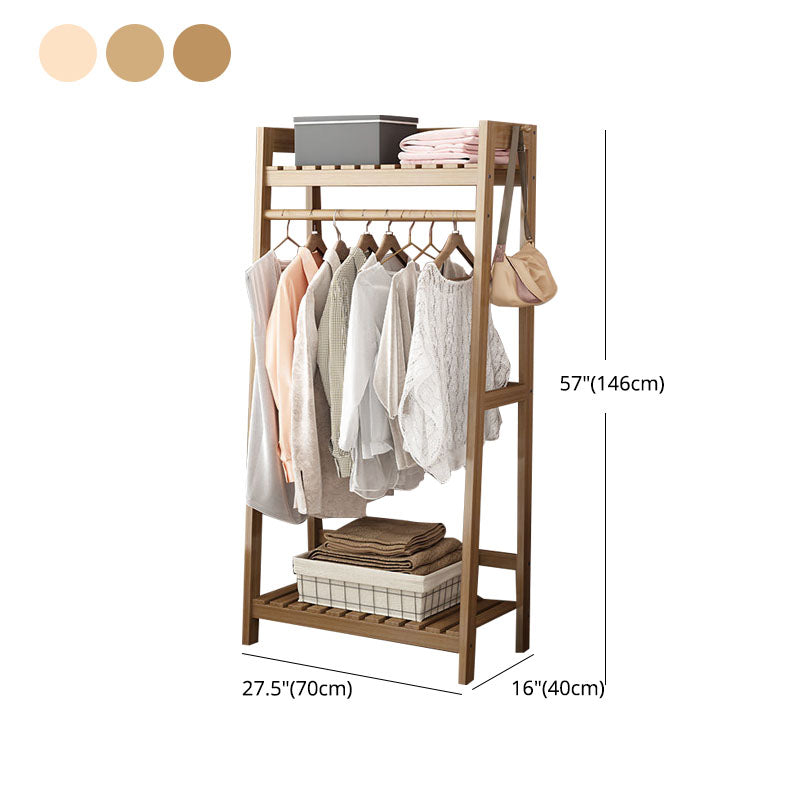 Contemporary Wardrobe Armoire Pine Wood Armoire with Garment Rod for Home