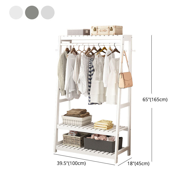 Contemporary Wardrobe Armoire Pine Wood Armoire with Garment Rod for Home