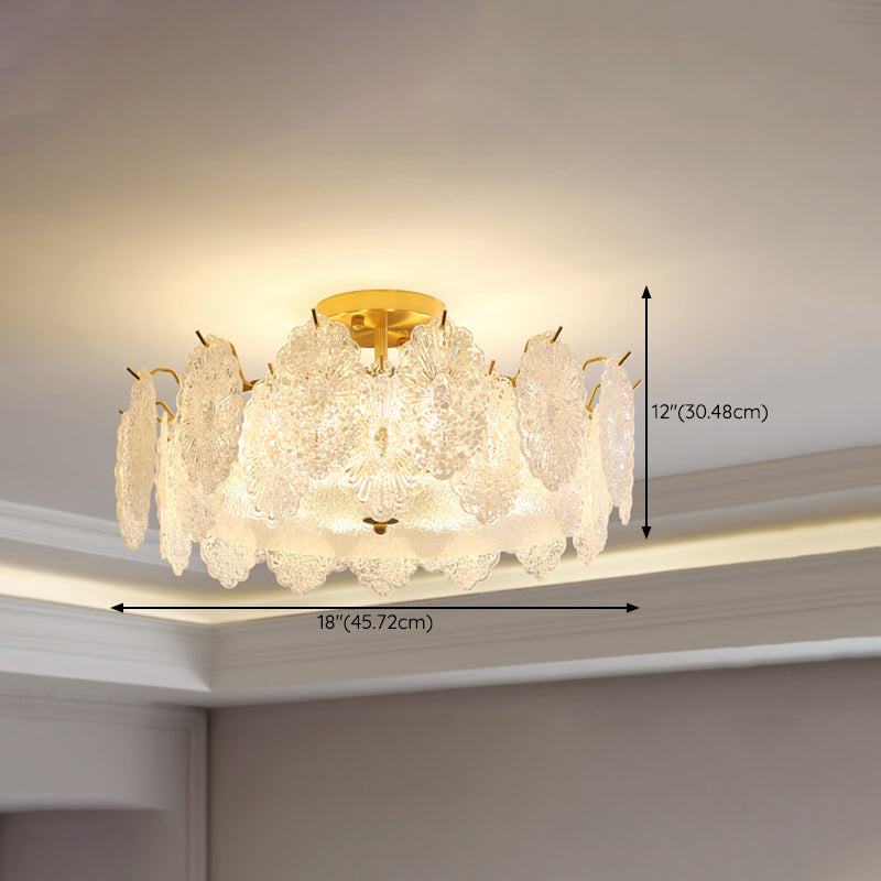 Multi Lights Ceiling Mount Light Modern Style Round with Glass Shade for Bedroom
