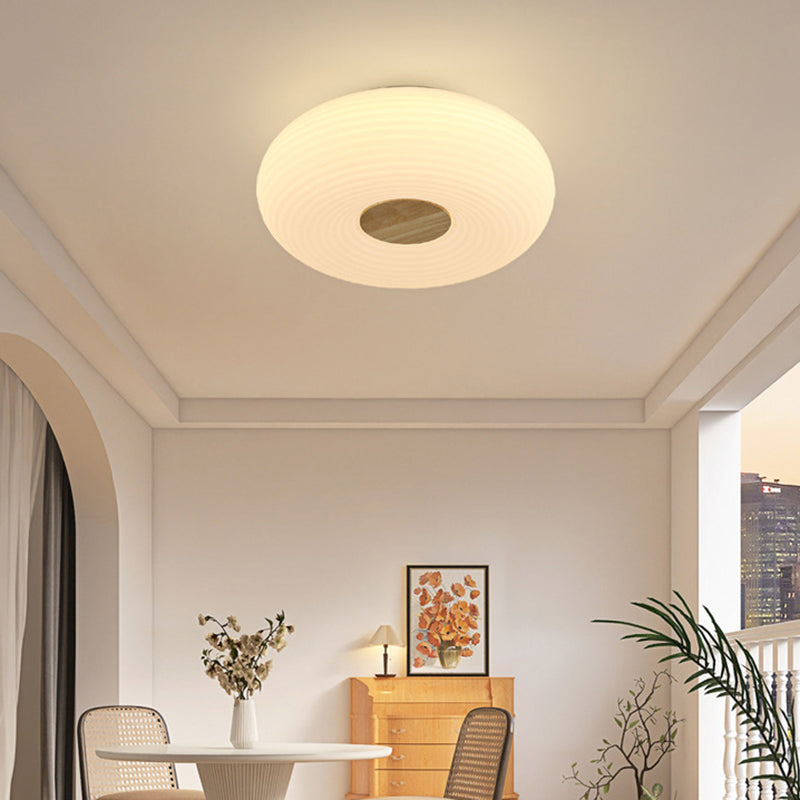 Modern LED Metal Flush Mount Geometric Shape Ceiling Light with Plastic Shade for Bedroom