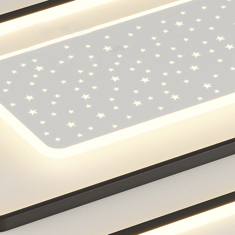 LED Modern Metal Flush Mount Geometric Shape Ceiling Light with Plastic Shade for Bedroom