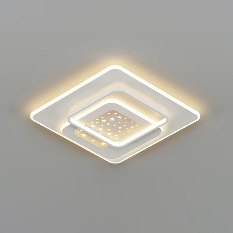 LED Metal Flush Mount Modern Geometric Shape Ceiling Light with Acrylic Shade for Bedroom