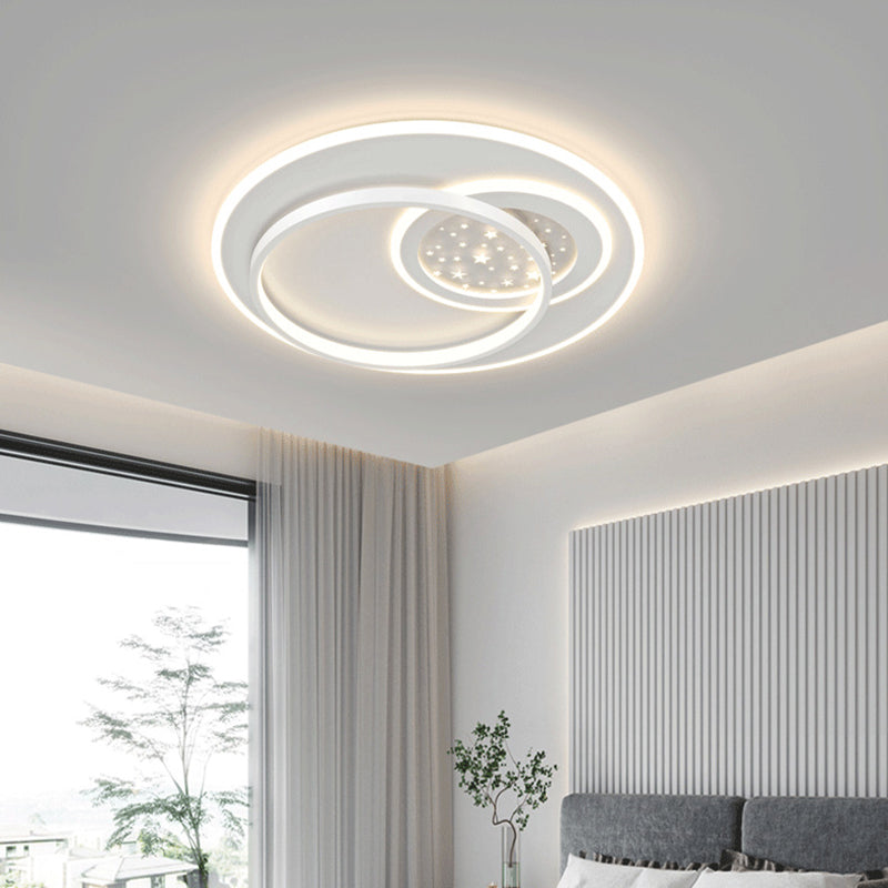 LED Metal Flush Mount Modern Geometric Shape Ceiling Light with Acrylic Shade for Bedroom