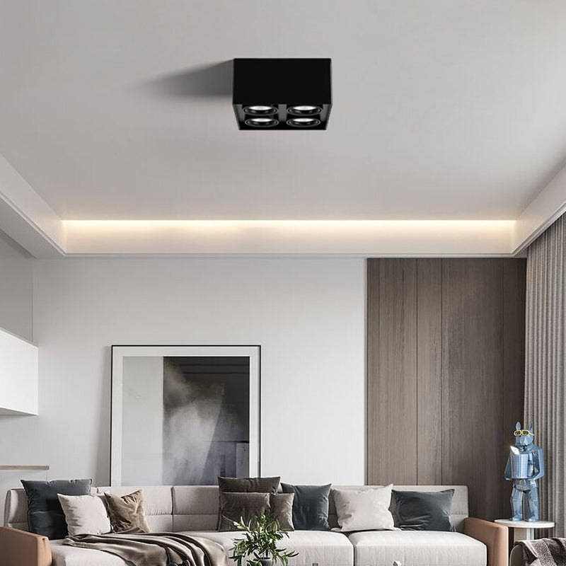 Black Square Ceiling Light Fixture Simple LED Flush Mount for Bedroom