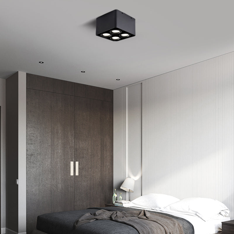Black Square Ceiling Light Fixture Simple LED Flush Mount for Bedroom