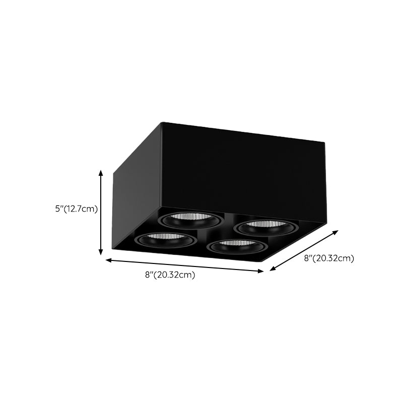 Black Square Ceiling Light Fixture Simple LED Flush Mount for Bedroom