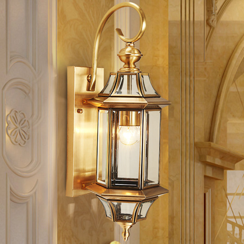 Contemporary Metal and Glass 1 Light Wall Lighting Fixtures in Gold