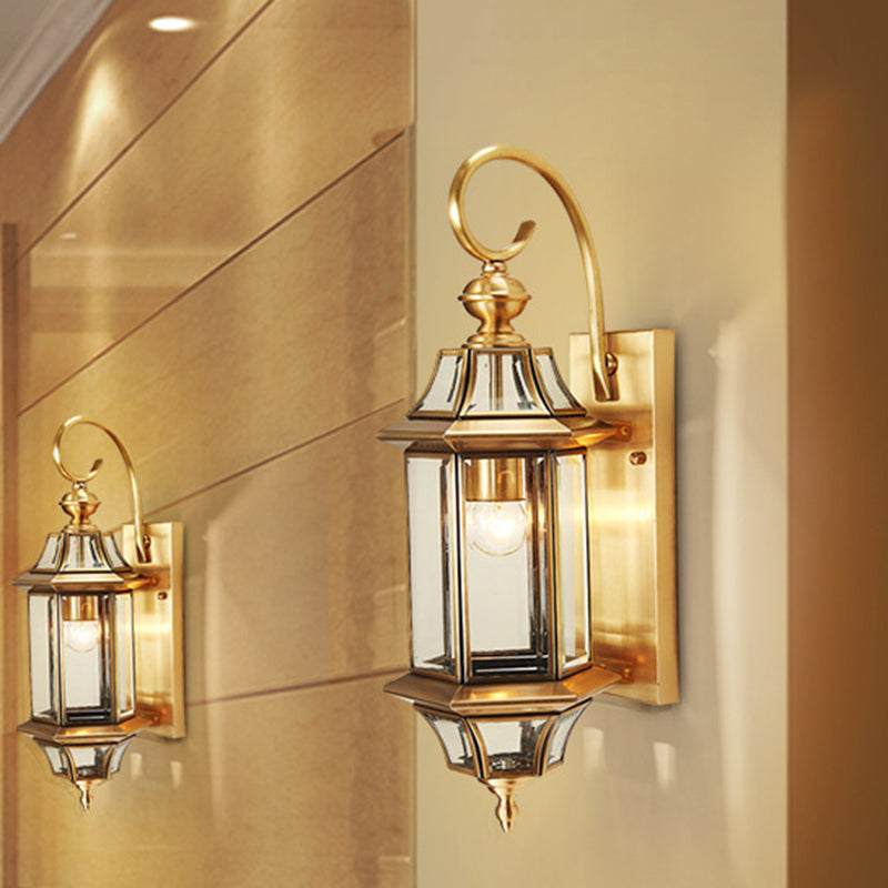 Contemporary Metal and Glass 1 Light Wall Lighting Fixtures in Gold