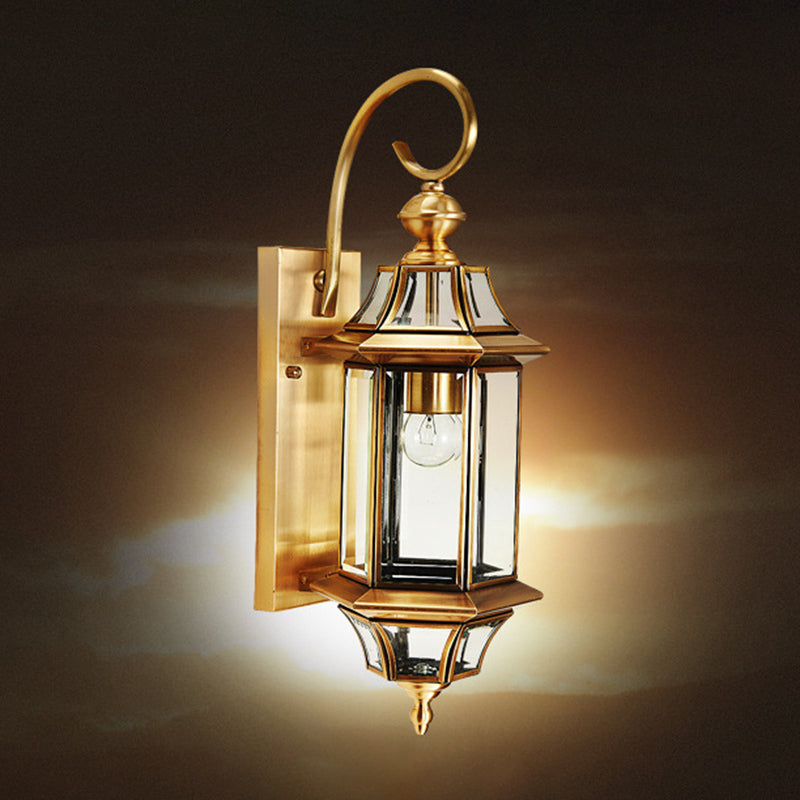 Contemporary Metal and Glass 1 Light Wall Lighting Fixtures in Gold