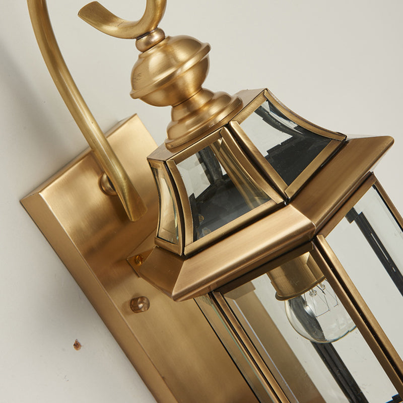 Contemporary Metal and Glass 1 Light Wall Lighting Fixtures in Gold