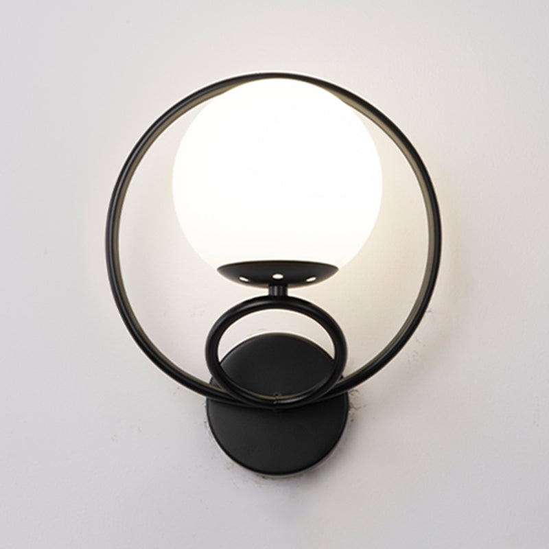 Modern Wall Mount Lamp 1-Light Spherical with Glass Shade for Bedroom