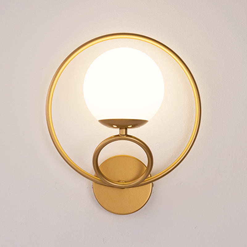 Modern Wall Mount Lamp 1-Light Spherical with Glass Shade for Bedroom