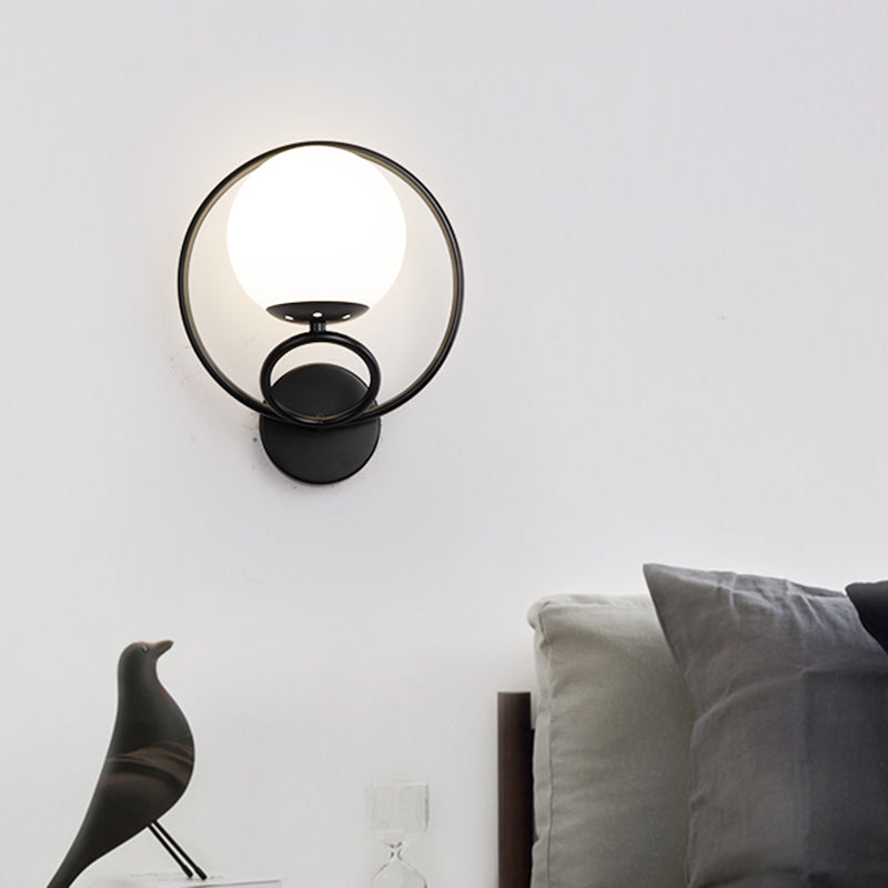 Modern Wall Mount Lamp 1-Light Spherical with Glass Shade for Bedroom