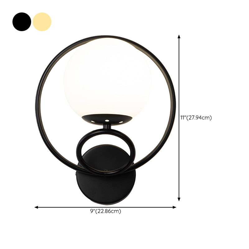 Modern Wall Mount Lamp 1-Light Spherical with Glass Shade for Bedroom