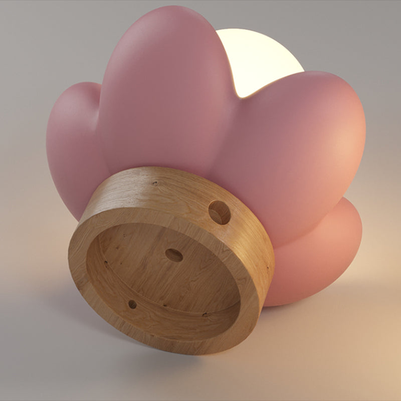 Children Style Wall Mount Lamp Wooden Flower Shape with Glass Shade for Bedroom