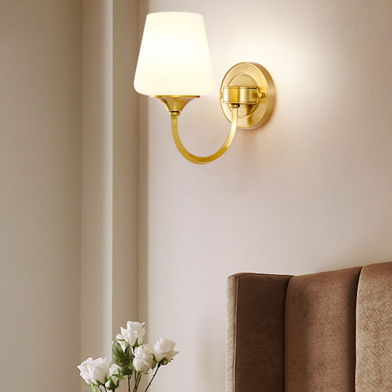 Modern Copper Wall Mount Lamp 1-Light with Glass Shade for Living Room