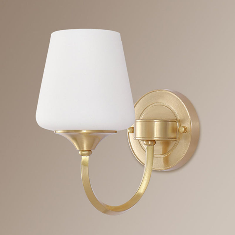 Modern Copper Wall Mount Lamp 1-Light with Glass Shade for Living Room