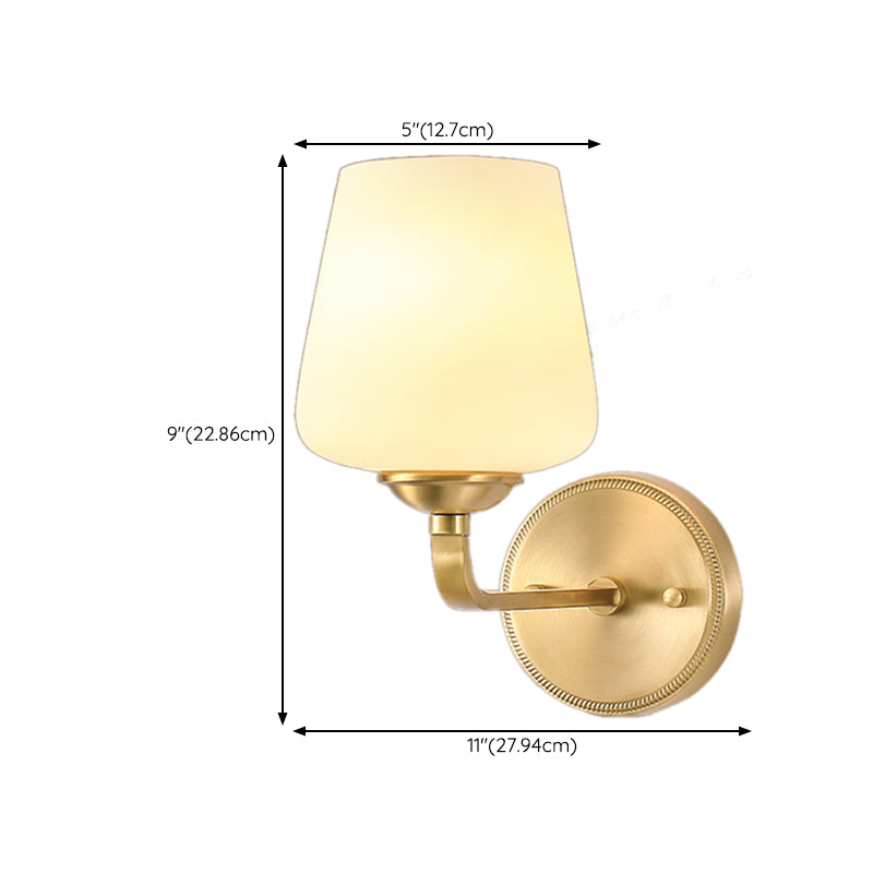 Modern Copper Wall Mount Lamp 1-Light with Glass Shade for Living Room