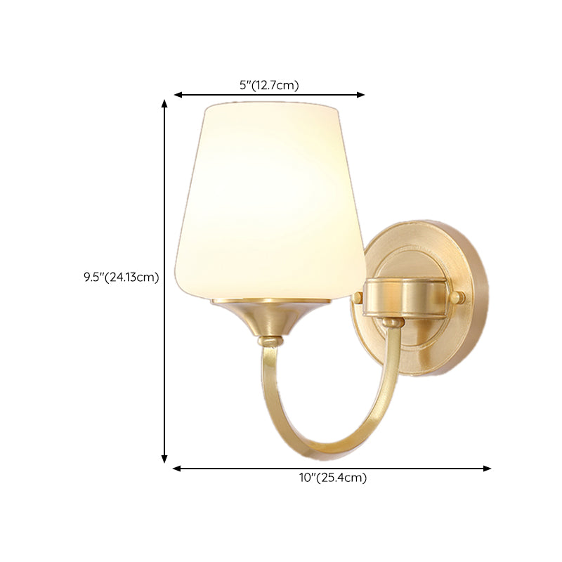 Modern Copper Wall Mount Lamp 1-Light with Glass Shade for Living Room