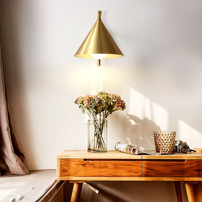 Single Modernism Golden Metallic Shaded Down Wall Mounted for Foyer