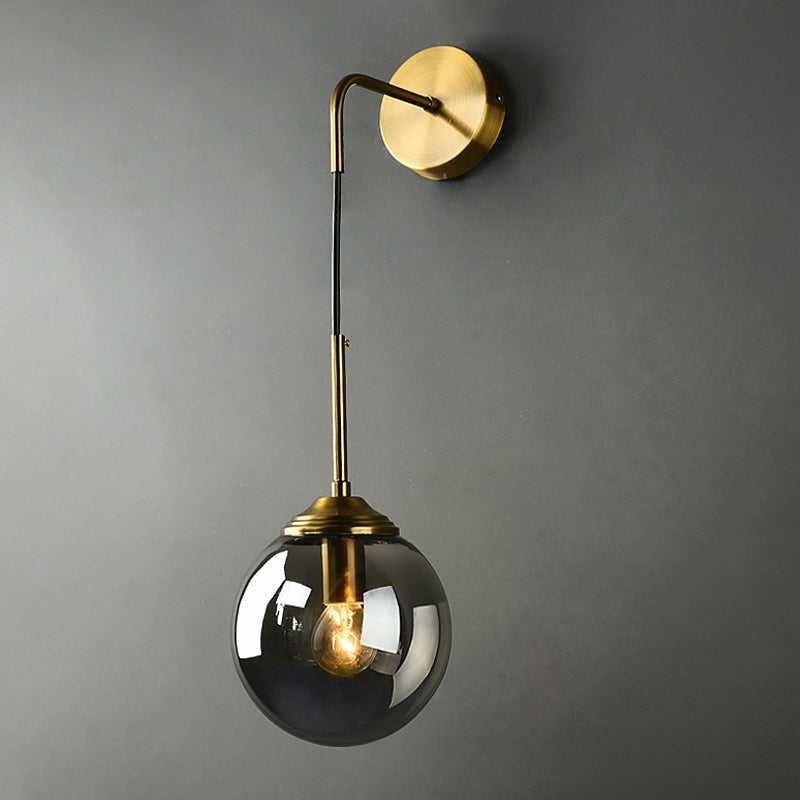 Single Golden Modernism Shaded Glass Wall Mounted Sconce for Bedroom