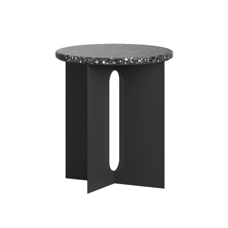 Metal Cross Base Accent Side Table Round Pedestal Living Room Corner Table