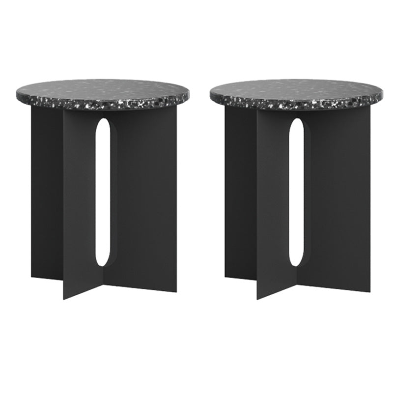 Metal Cross Base Accent Side Table Round Pedestal Living Room Corner Table
